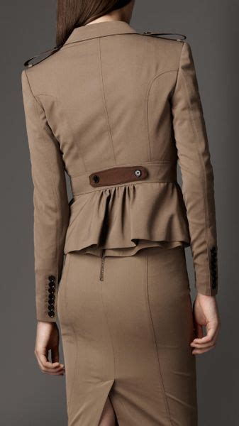 burberry london peplum nubuk taupe brown jacket|Burberry store online.